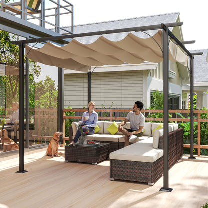 Outsunny Pérgola De Metal 3x3m Gazebo Cenador Para Jardín Patio Con Techo_3