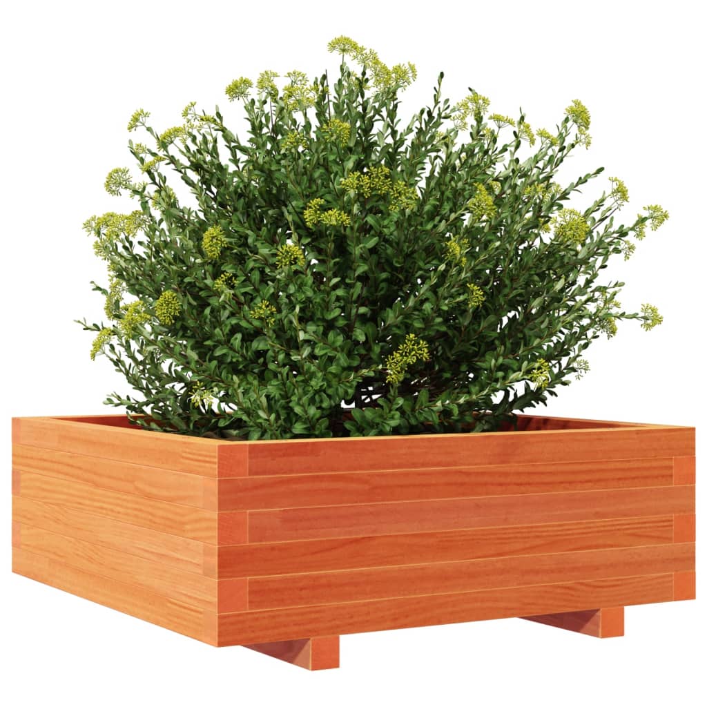 Jardinera De Madera Maciza De Pino Marrón Cera 70x70x26,5 Cm_3