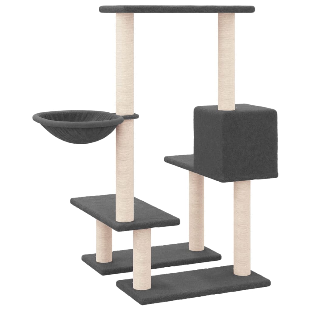 Rascador Para Gatos Con Postes De Sisal Gris Oscuro 94,5 Cm_4