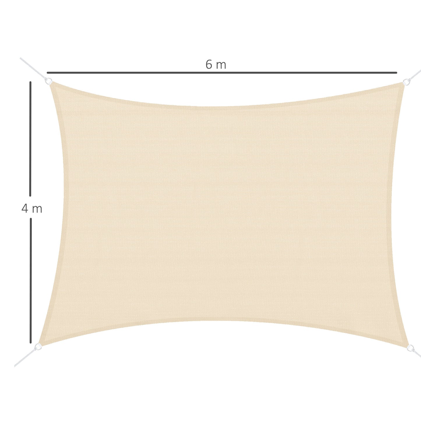 Outsunny Toldo Vela De Sombra Rectangular 4x6 M Con Anti-uv Crema_2