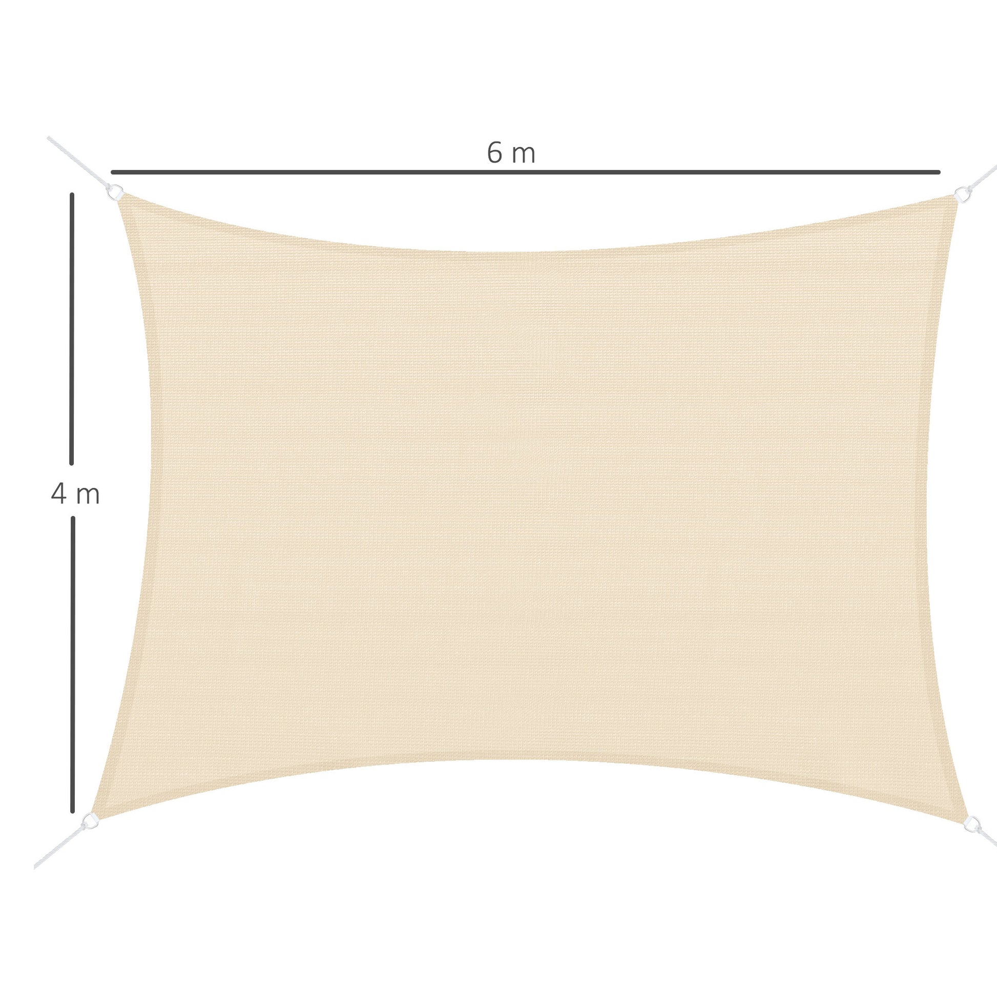 Outsunny Toldo Vela De Sombra Rectangular 4x6 M Con Anti-uv Crema_2