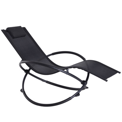 Outsunny Tumbona Mecedora De Jardín Plegable Con Reposacabezas 154x80x84cm Negro_0
