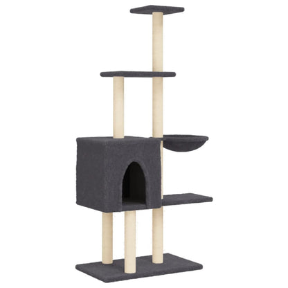 Rascador Para Gatos Con Postes De Sisal Gris Oscuro 145 Cm_0