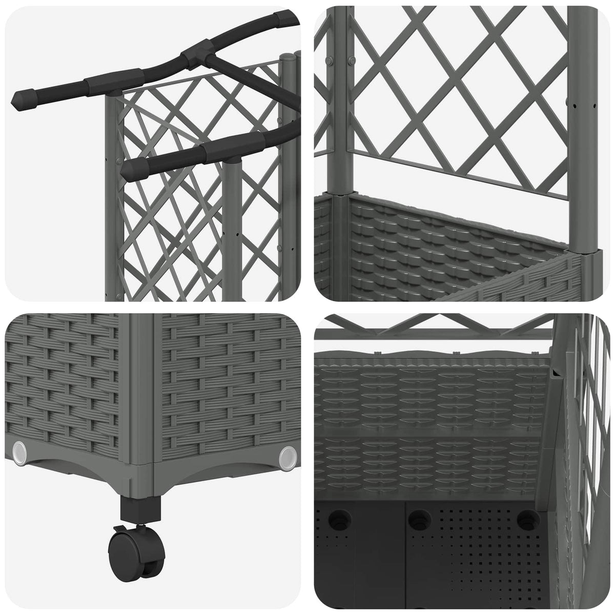 Cama Elevada Con Trellis Y Techo Gris Claro 163 X 40 X 144 Cm_5