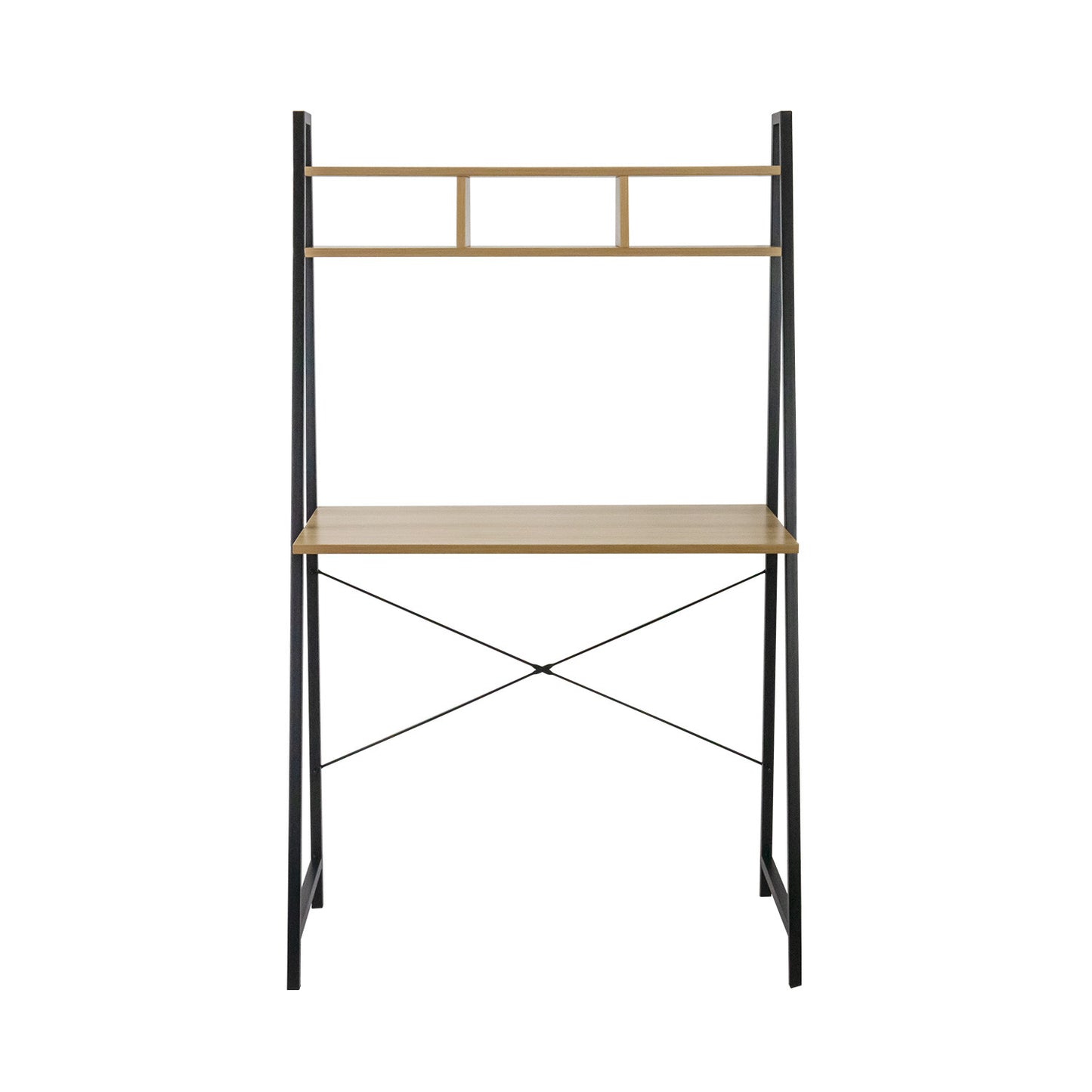 Escritorio Metálico Con Estantería Organizadora De Madera Oyam 142x84x46cm 7house_1