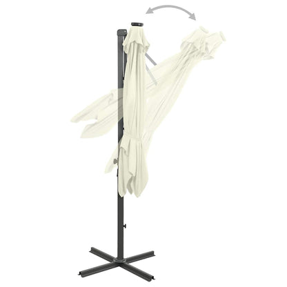Vidaxl Sombrilla De Jardín Voladiza Con Palo Y Luces Led Arena 250 Cm_4