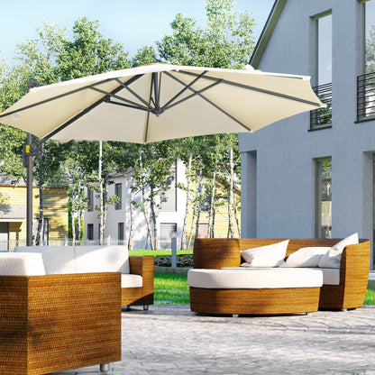 Outsunny Sombrilla De Jardín De Aluminio Ø300x250 Cm Con Manivela Crema_1