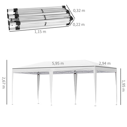 Outsunny Carpa Plegable 6x3 M Con Altura Ajustable En 3 Niveles Blanco_2