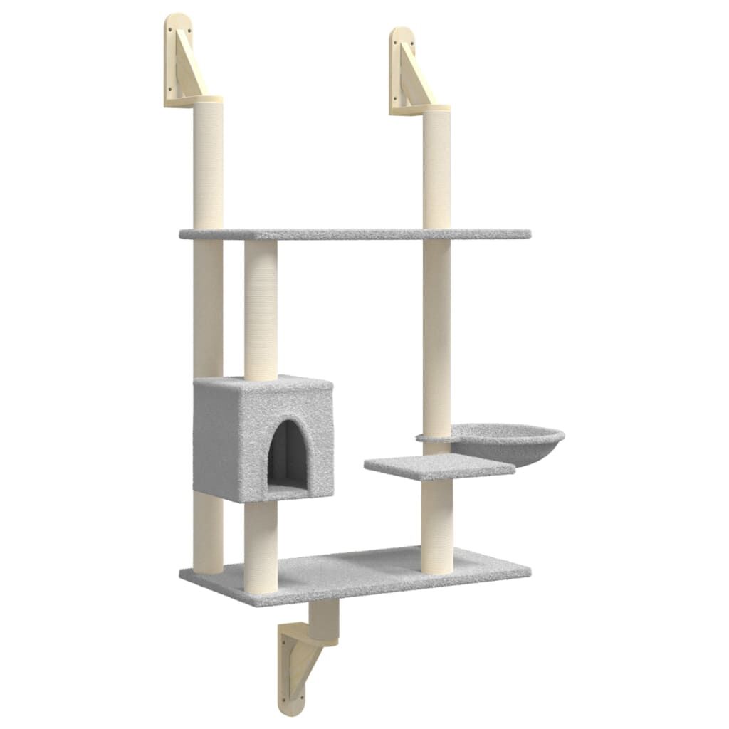 Vidaxl Árbol Rascador Para Gatos De Pared Gris Claro 153 Cm_0