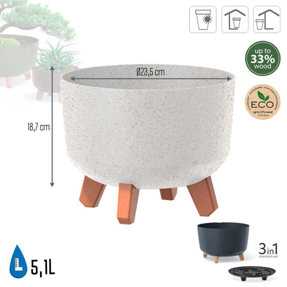 Macetero Color Blanco Roto,sin Depósito , Colección Gracia De 23,5 X 23,5 X 18,7 Cm, Capacidad De 5,1 L.