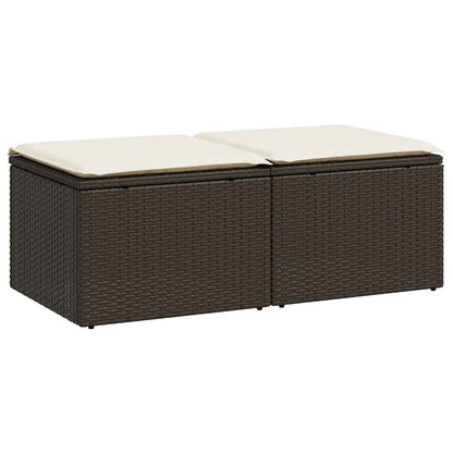 Set Sofás Jardín Y Cojines 2 Pzas Ratán Sintético Acacia Marrón / Vetonek_2