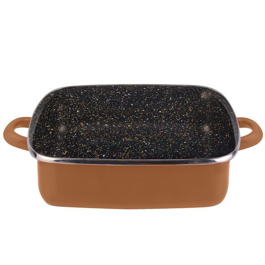 Magefesa Copper Tartera Cuadrada 27 Sin Tapa De Vidrio, Acero Esmaltado Vitrificado, En Cobre, Inducción Y Lavavajillas_0