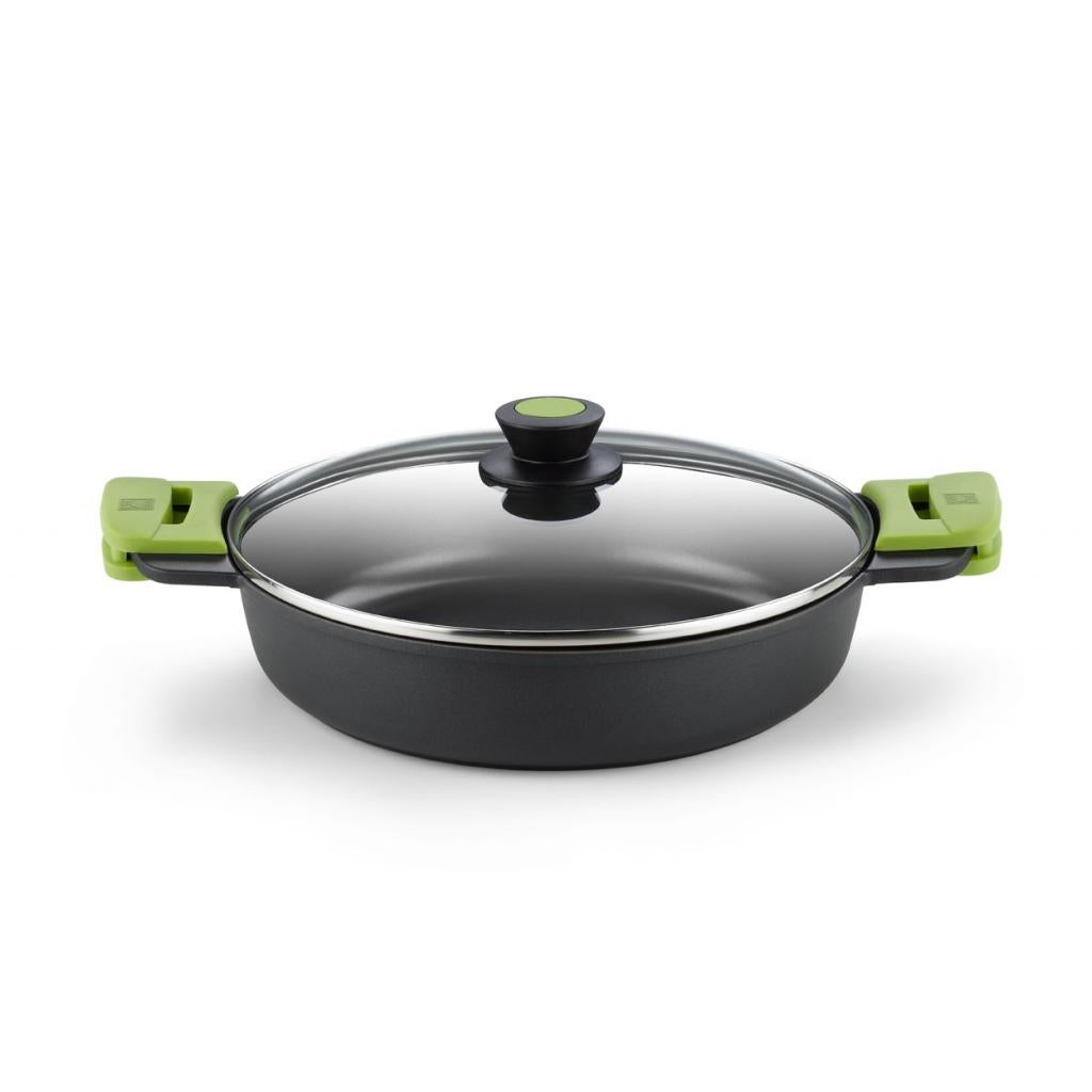 Panela baixa Bra Prior ECO+ com tampa em alumínio fundido, 36 cm