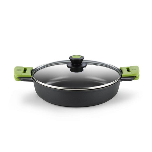 Panela baixa Bra Prior ECO+ com tampa em alumínio fundido, 36 cm