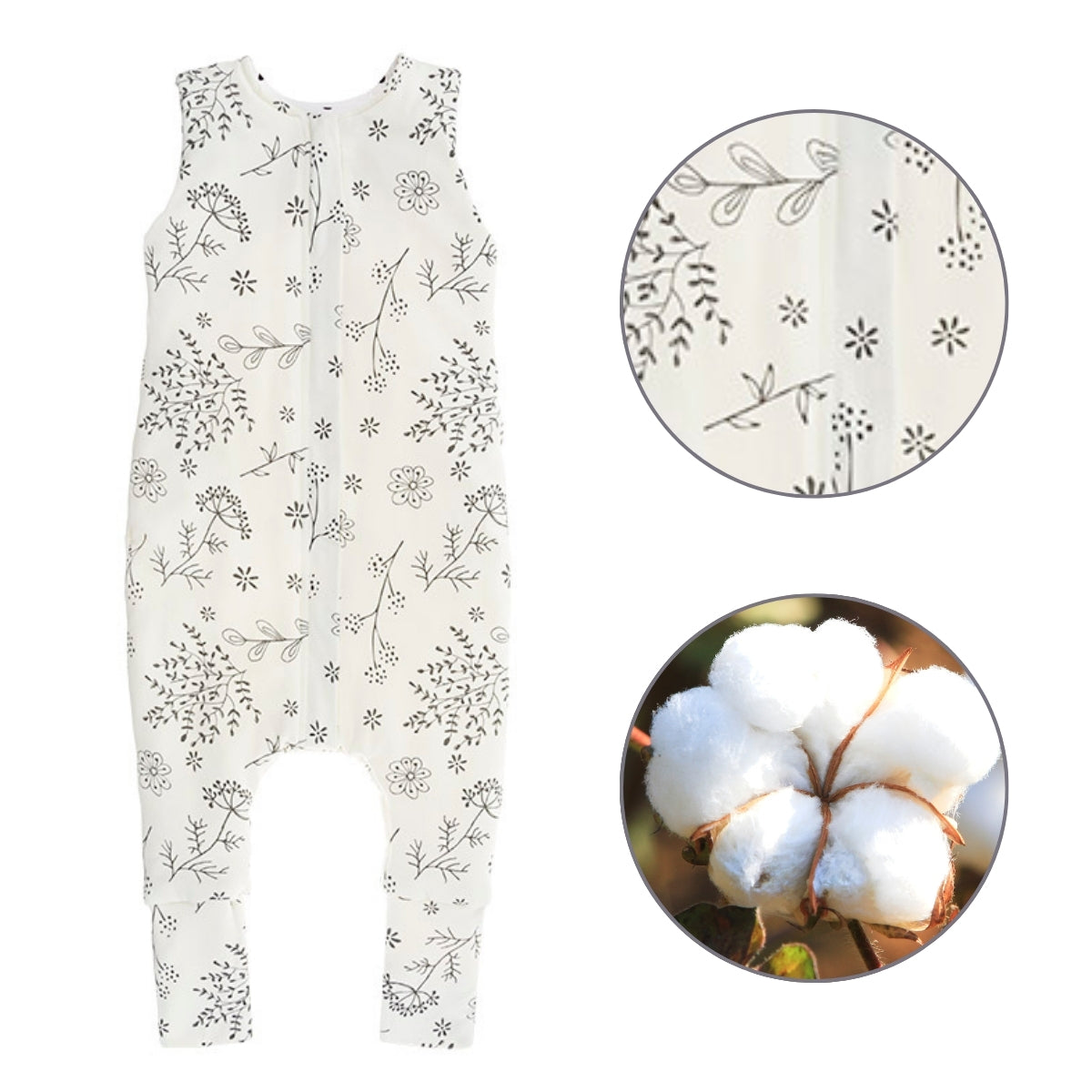 Saco De Dormir Con Pies Reversible T-m Jersey Algodón Black Dots-bloom_3