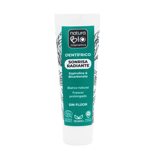 Radiant Smile White Teeth com sabor a menta pasta de dentes sem flúor, NaturaBIO Cosmetics, 75 ml