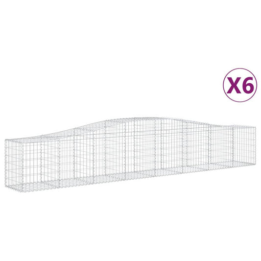 Cestas De Gaviones 6 Uds Forma De Arco Hierro 400x50x60/80 Cm_0
