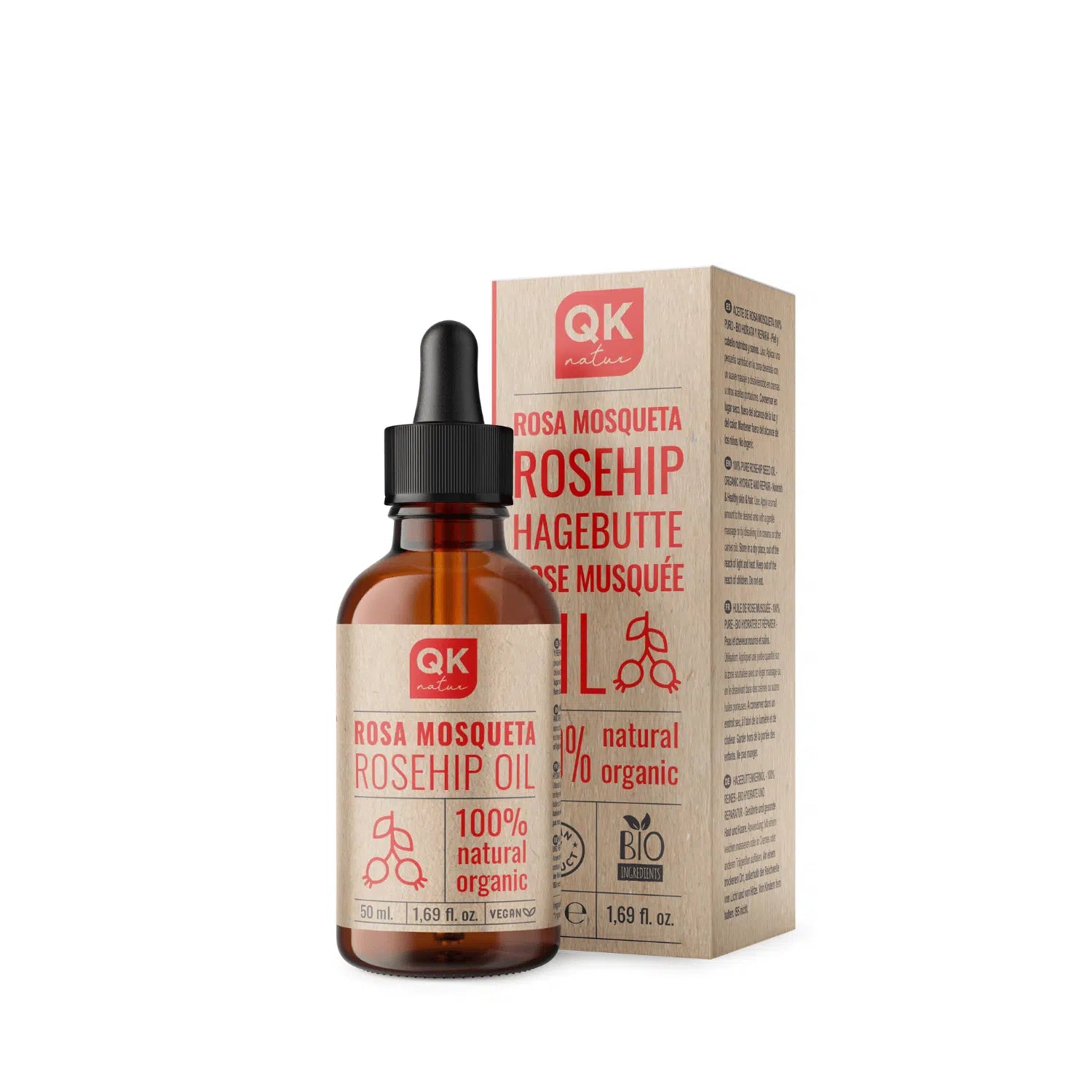 QKnatur - Aceite De Rosa Mosqueta 100% Puro Orgánico Vegano - 50 Ml - Para Cicatrices Y Estrías - Antiarrugas Y Antiedad_0