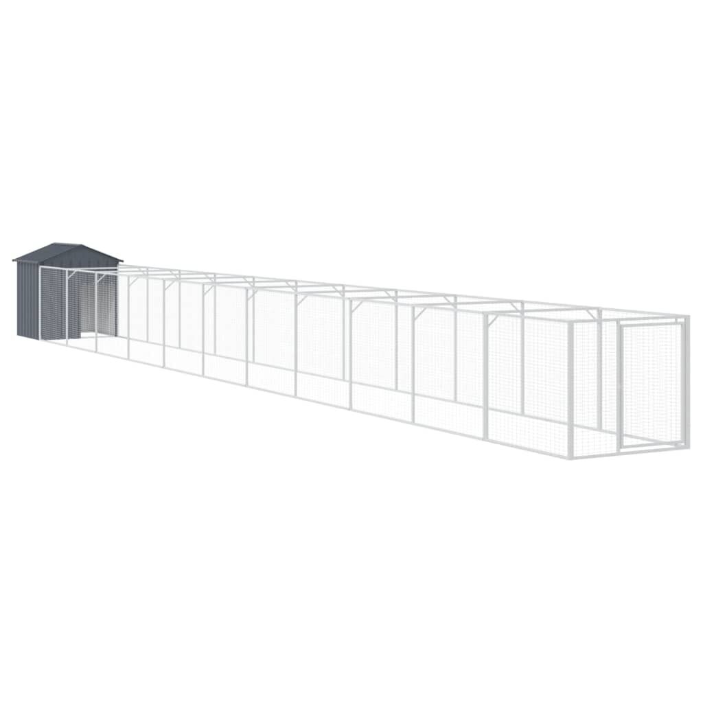 Vidaxl Caseta Perros Con Tejado Acero Galvanizado Gris 117x1221x123 Cm_0