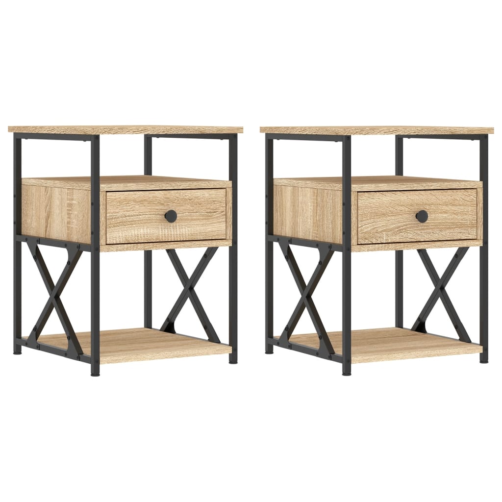 Mesitas Noche 2 Uds Madera Ingeniería Roble Sonoma 40x42x55 Cm_0