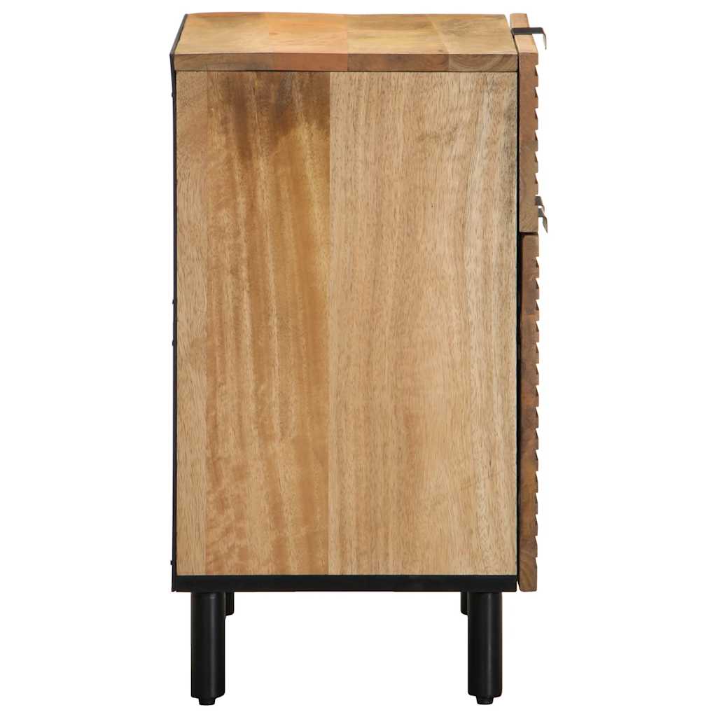 Mesita De Noche Madera Maciza De Mango 50x33x60 Cm Marrón_2