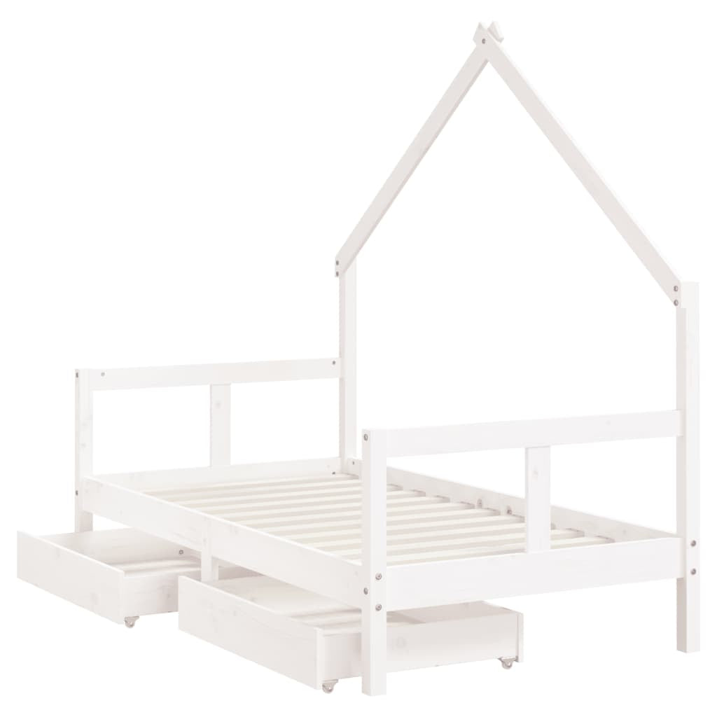 Vidaxl Estructura Cama Infantil Y Cajones Madera Pino Blanco 80x160 Cm_3