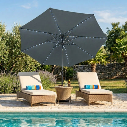Parasol Led Inclinable 2,7 M Con Base – Gris_3