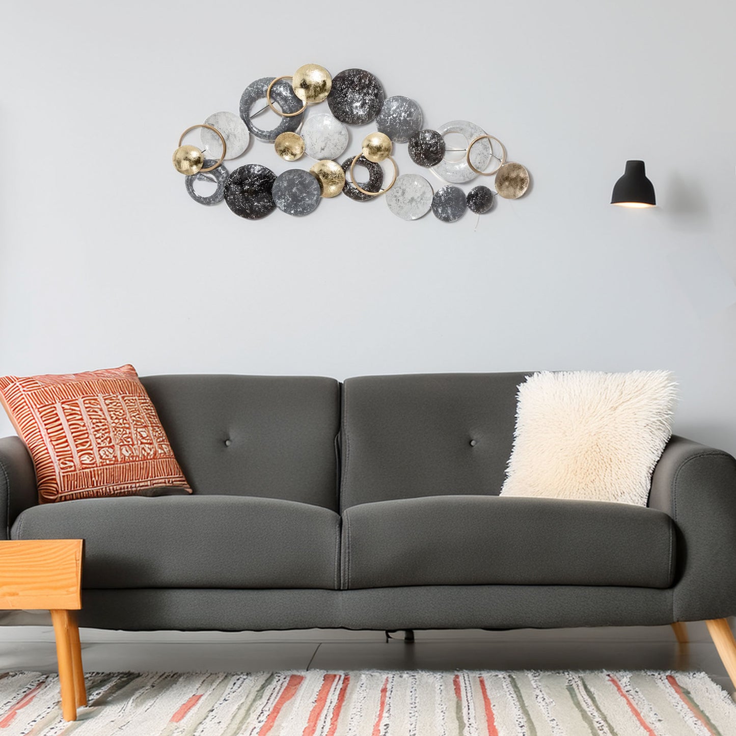 Decoración Pared Redonda Metal Diseño Moderno 90x44cm_3