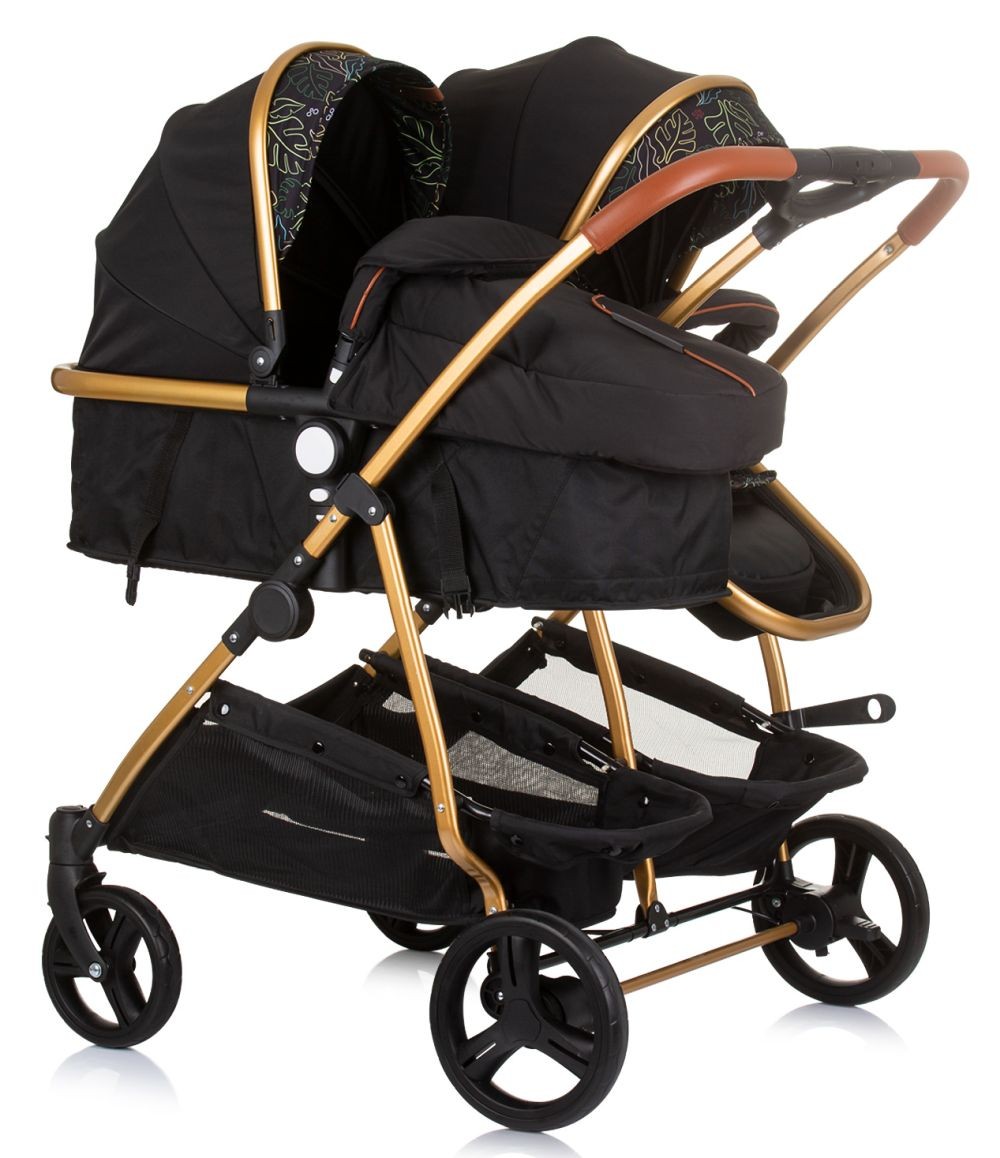 Carrito De Bebé Gemelar Dúo Smart Con 1 Grupo 0+ Obsidian Leaves_1
