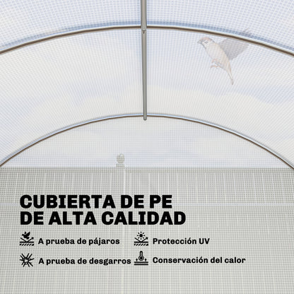 Invernadero De Túnel Outsunny Acero Galvanizado, Pe Blanco 597x295x200 Cm_4