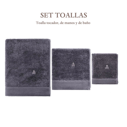 Juego De 3 Toallas Gris Oscuro (tocador 30x50cm, Manos 50x100cm Y Baño 90x150cm) Scalpers Home_1