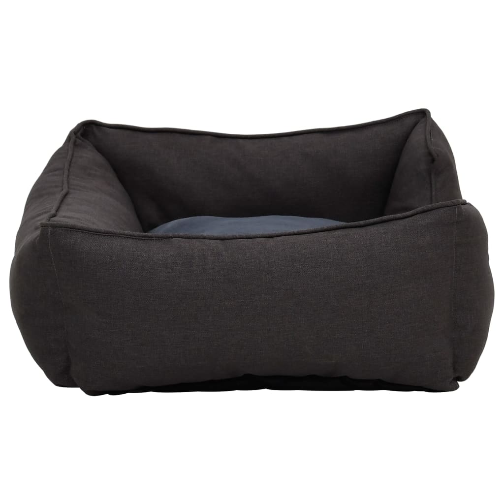 Cama De Perro De Felpa Apariencia De Lino Gris Oscuro / Vetonek_2