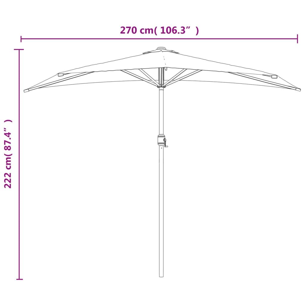 Vidaxl Sombrilla De Balcón Semicircular Palo Aluminio Taupe 270x144cm_2