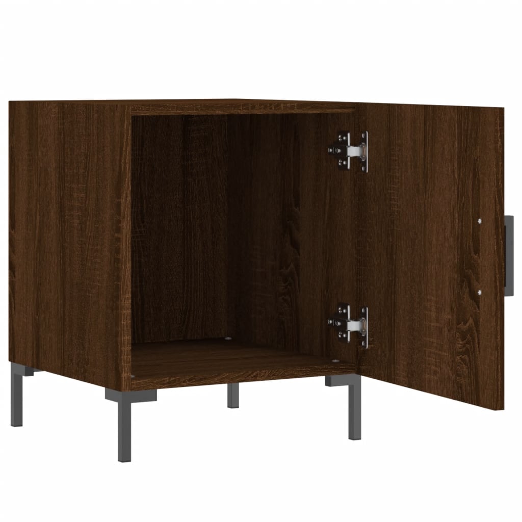 Mesita De Noche Madera De Ingeniería Marrón Roble 40x40x50 Cm_1