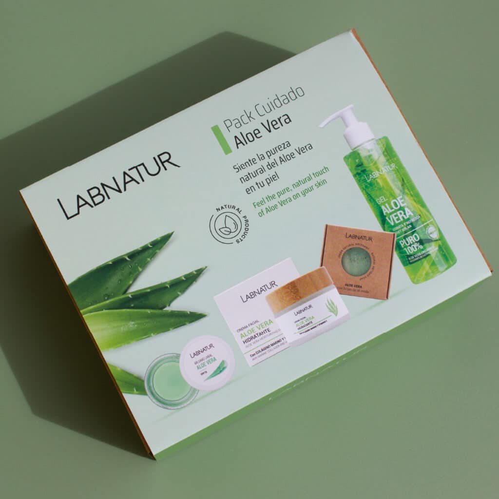 Pack Cuidado de Aloe Vera Labnatur | Crema Facial 50 ml, Gel 250 ml, Bálsamo SPF10 y Jabón 100 g | Piel Sensible_2
