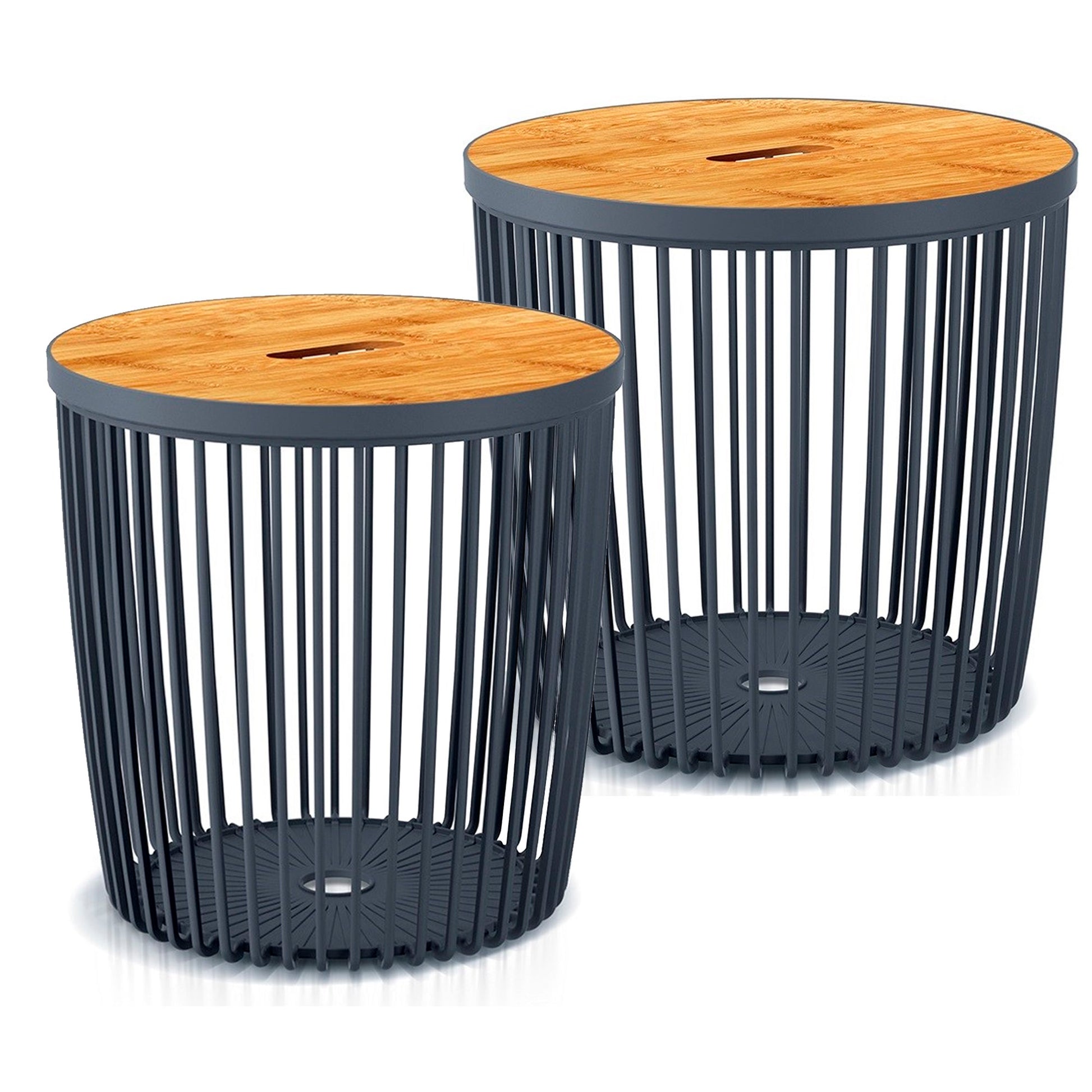 Cesta De Jardín Soporte - Mesa Auxiliar Decorativa Clubo 25+35l , Dimensiones (mm) 386x386x358, Color Antracita_0