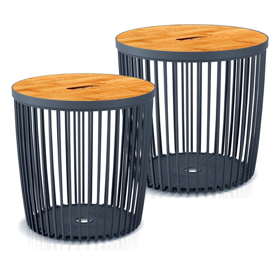 Cesta De Jardín Soporte - Mesa Auxiliar Decorativa Clubo 25+35l , Dimensiones (mm) 386x386x358, Color Antracita_0