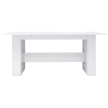 Mesa De Comedor Madera De Ingeniería Blanco Brillo 180x90x76 Cm_2