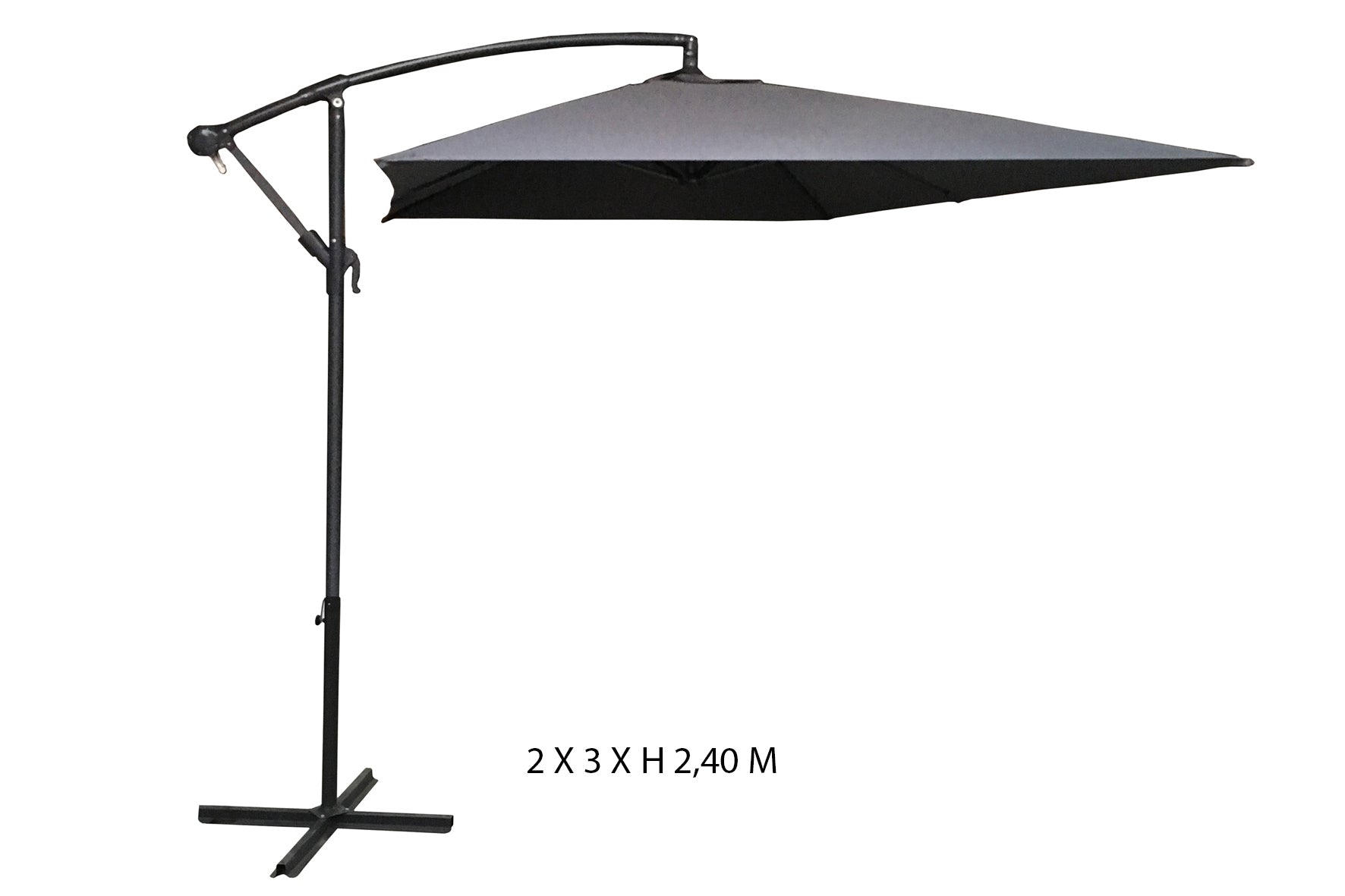 Sombrilla Redondo 2x3m De Acero Y Poliéster Gris Marengo- Sombrilla - Mobiliario De Jardín_0