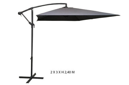 Sombrilla Redondo 2x3m De Acero Y Poliéster Gris Marengo- Sombrilla - Mobiliario De Jardín_0