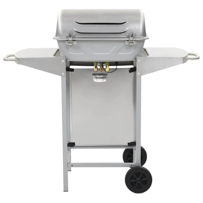Vidaxl Barbacoa Portátil De Gas Con 2 Zonas Plateada Acero Inoxidable_3