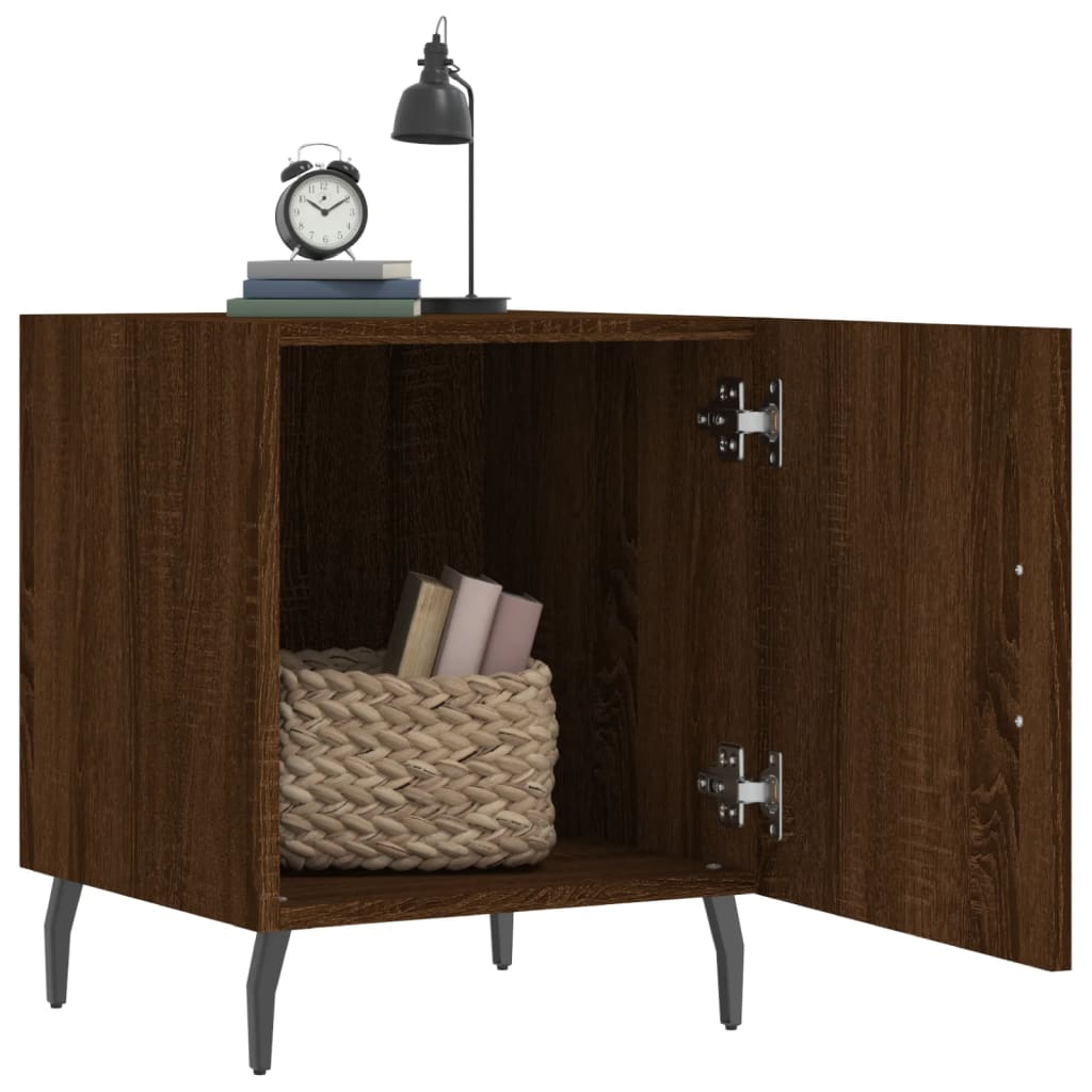 Mesita De Noche Madera De Ingeniería Marrón Roble 40x40x50 Cm_1