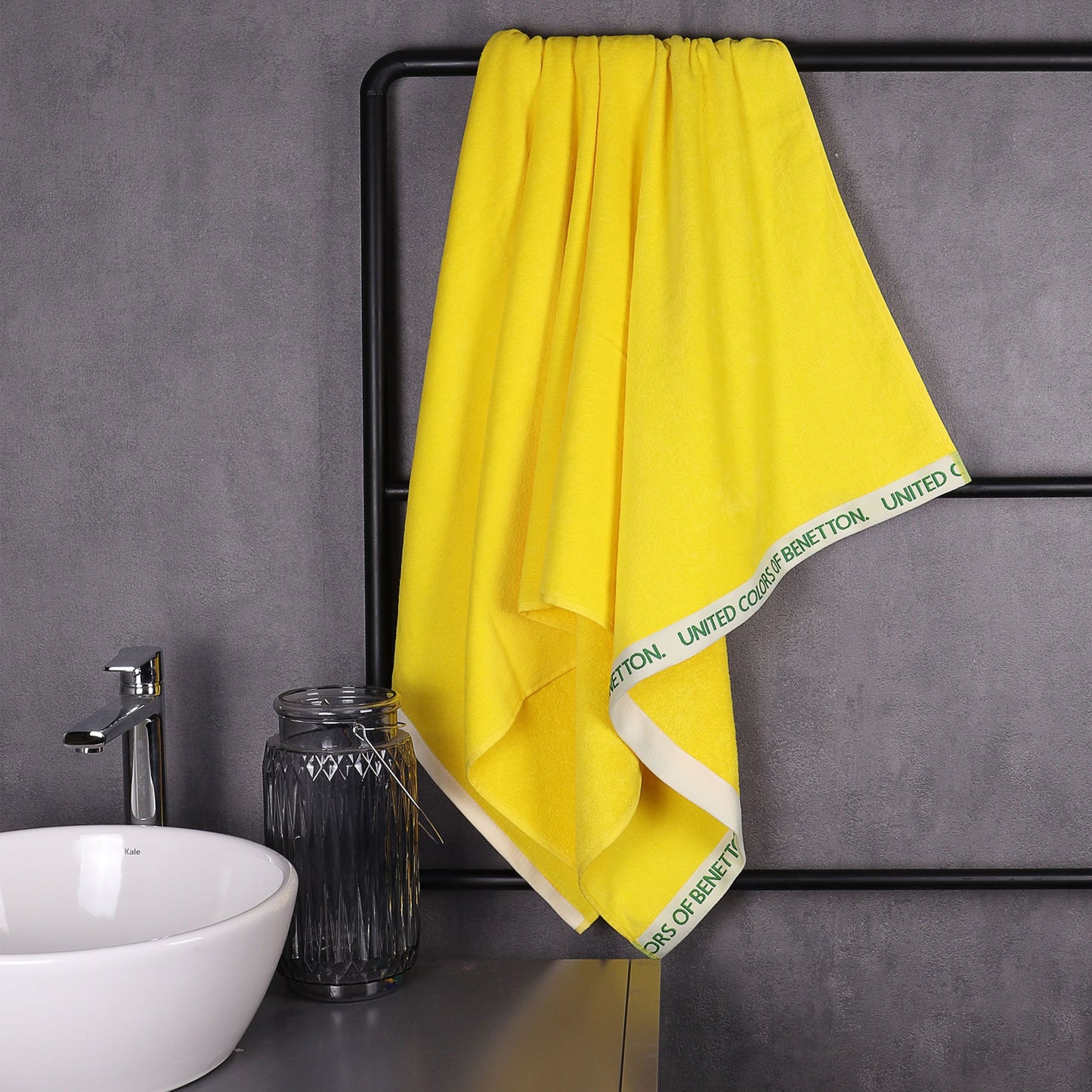 Set 2 Toalla De Playa 90x160cm 380gsm Velour 100%algodon Amarillo Casa Benetton_5