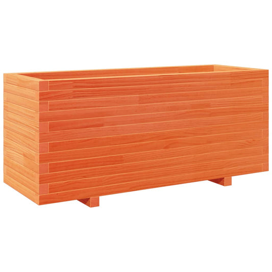 Jardinera Madera Maciza De Pino Marrón Cera 110x40x49,5 Cm_0