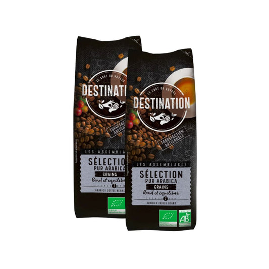 Embalagem de 2 grãos de café 100% arábica Bio Destination Selection 1 kg