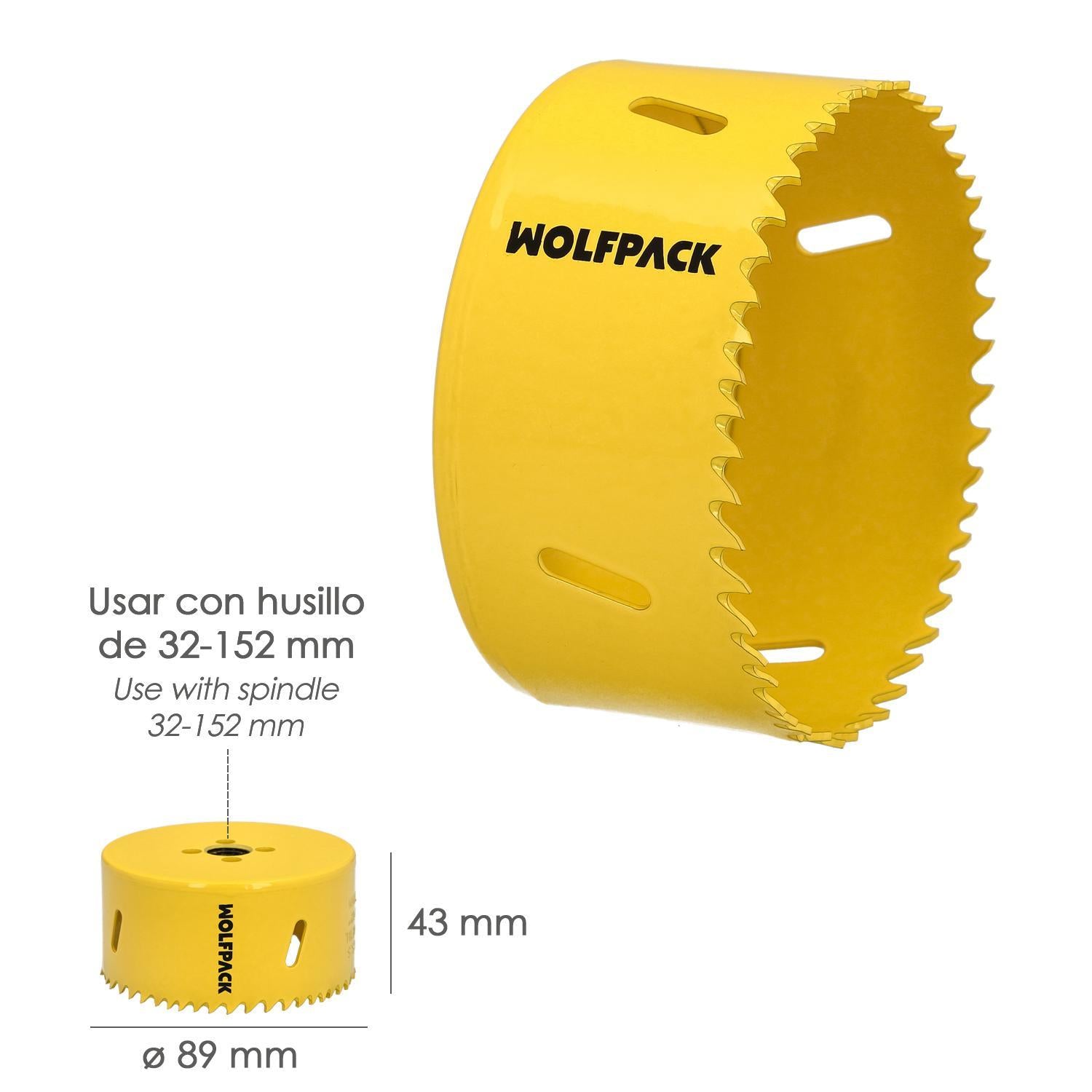 Corona Sierra Bimetal Ø 89 Mm. Templado Termico, Base Reforzada. Corona Madera, Broca Agujeros Madera, Acero, Hierro, Plasticos