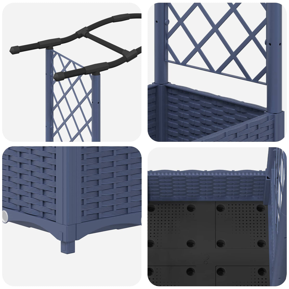 Cama Elevada Con Trellis Y Techo Gris 124 X 40 X 123 Cm Pp_5
