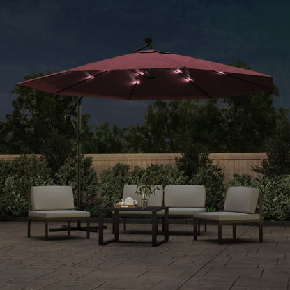 Sombrilla De Jardín Voladiza Con Luces Led Rojo Burdeos 350 Cm_1