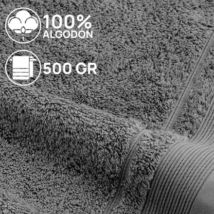 Juego De Toallas De Baño 3 Piezas: Tocador, Lavabo Y Sabana - 100% Algodón, 500 Gr Gris Oscuro_4