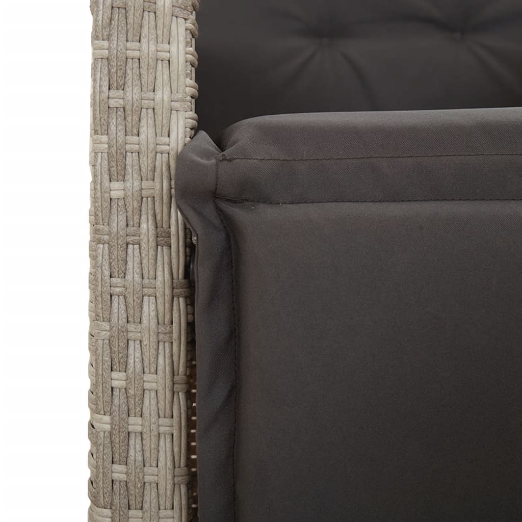 Set Comedor Jardín 7 Pzas Y Cojines Ratán Sintético Gris Claro / Vetonek_3